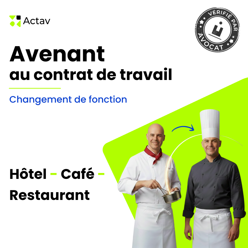 Avenant au contrat de travail -  Changement de fonction (Café-Hôtel-Restaurant)
