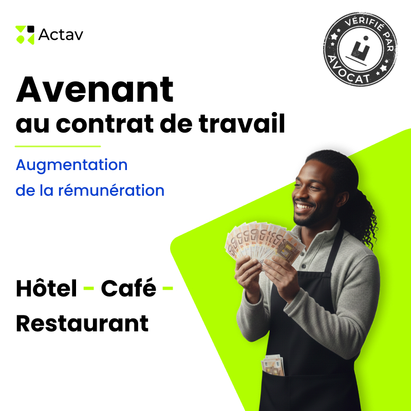 Avenant au contrat de travail- Augmentation de la rémunération (Café-Hôtel-Restaurant)