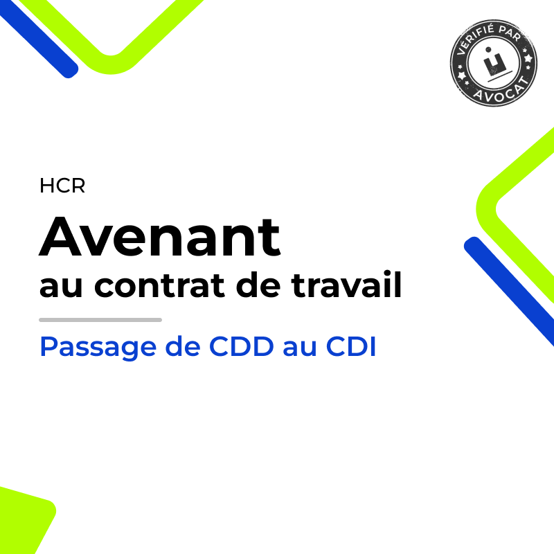 Avenant au contrat de travail- Passage de CDD au CDI (Café-Hôtel-Restaurant)