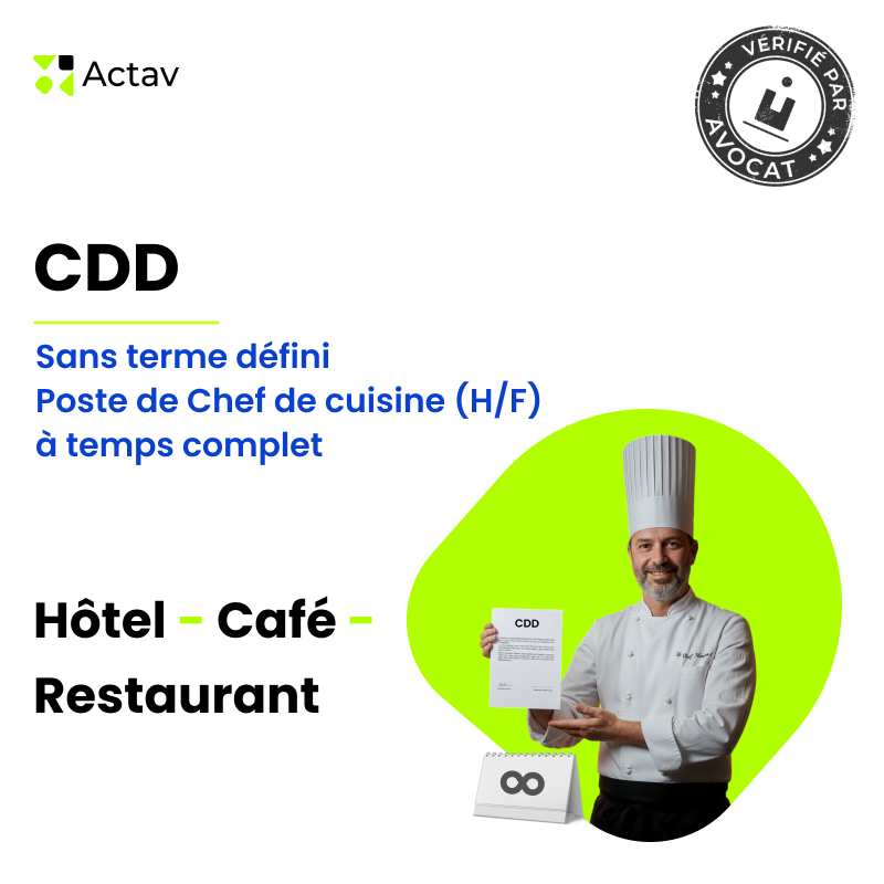 CDD Chef de cuisine sans terme défini - Temps complet (Café-Hôtel-Restaurant)