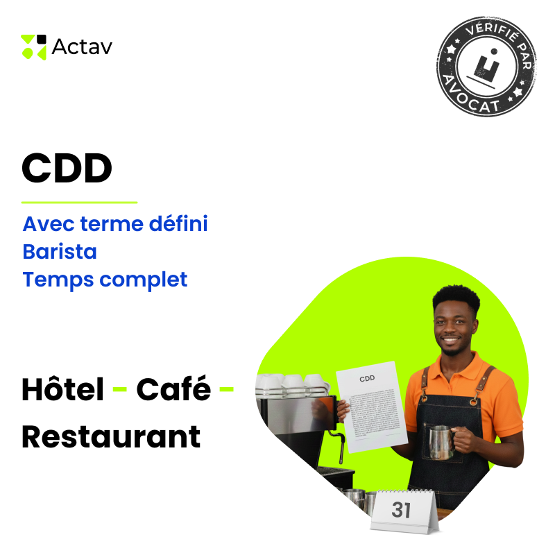 CDD barista avec terme défini - Temps complet (Café-Hôtel-Restaurant)