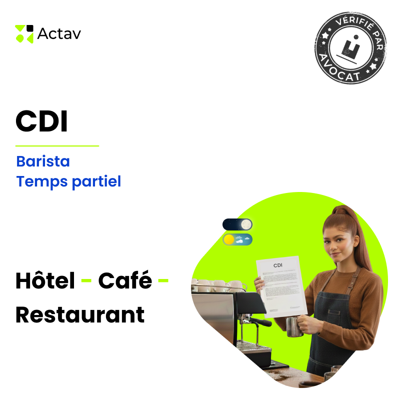 Contrat de travail CDI - Barista- temps partiel