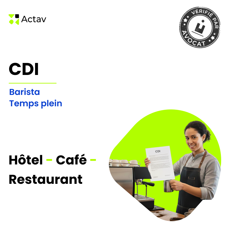 Contrat de travail CDI - Barista- temps plein