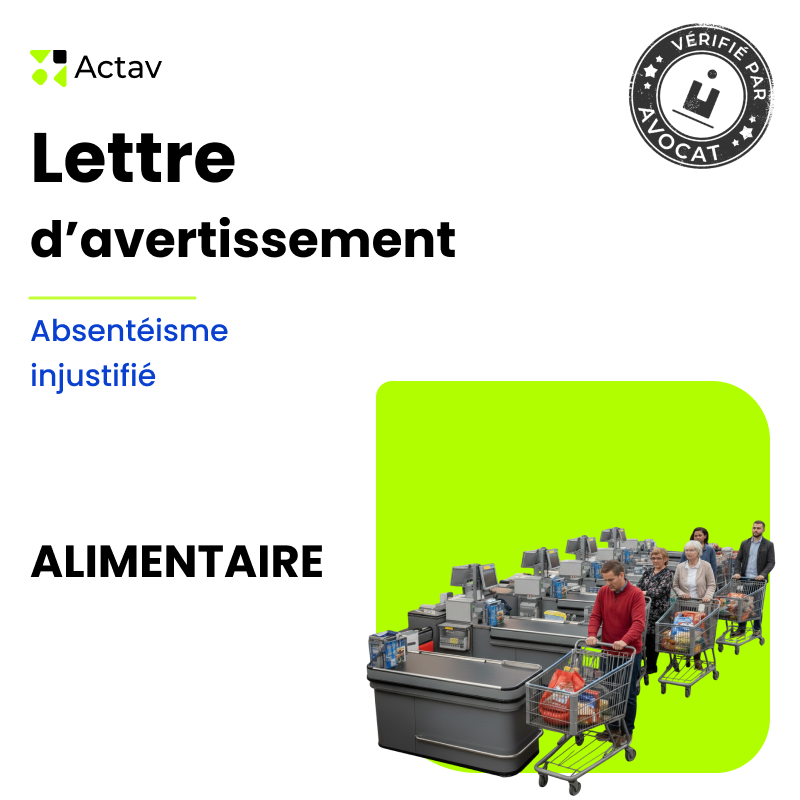 Lettre d'avertissement pour absentéisme injustifié ( Alimentaire)