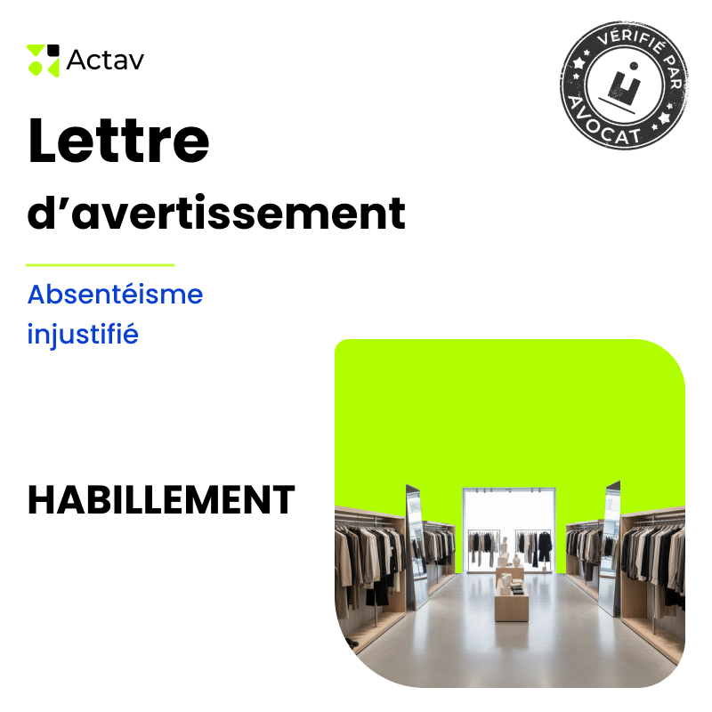 Lettre d'avertissement pour absentéisme injustifié ( Habillement)