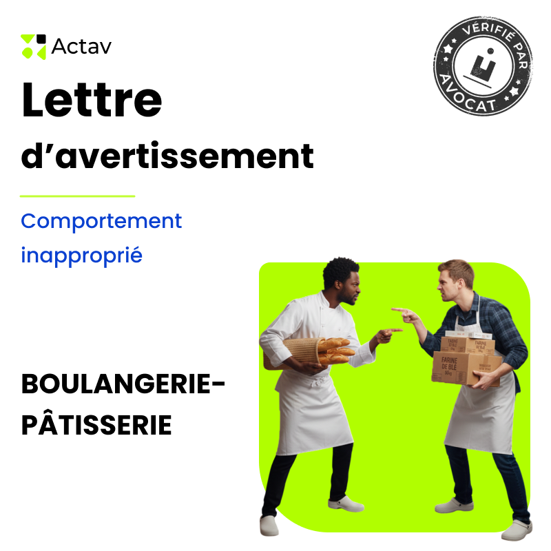 Lettre d'avertissement pour comportement inapproprié (Boulangerie)