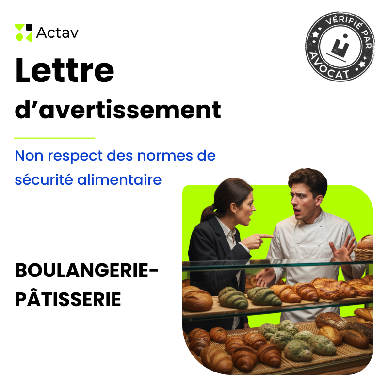 Lettre d'avertissement pour non respect des normes de sécurité alimentaire (Boulangerie)