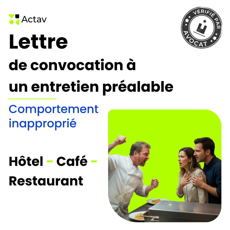 Lettre d'avertissement disciplinaire à un salarié pour comportement inapproprié (Café-Hôtel-Restaurant)