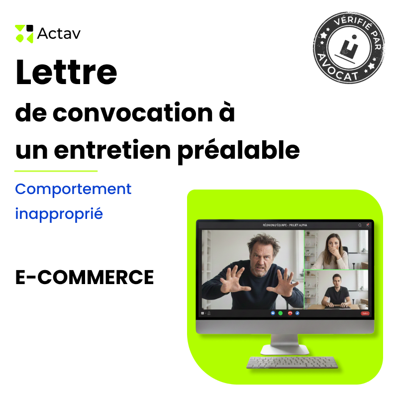 Lettre de convocation à un entretien préalable pour comportement inapproprié (E-commerce)