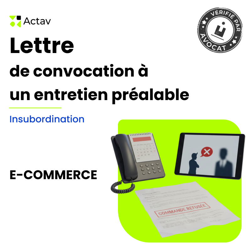 Lettre de convocation à un entretien préalable pour insubordination (E-commerce)