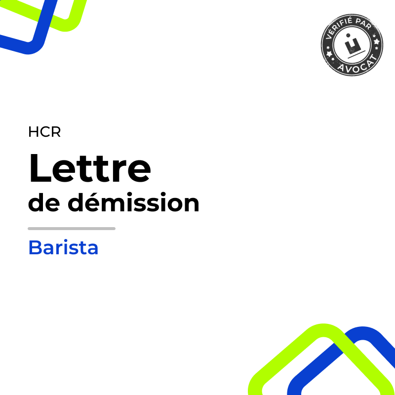 Lettre de démission pour barista (Café-Hôtel-Restaurant)