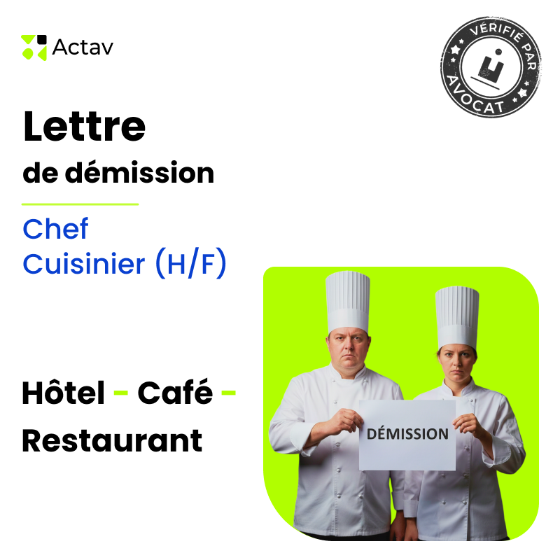 Lettre de démission - Chef(fe) Cuisinier(ère) - Café-Hôtel-Restaurant