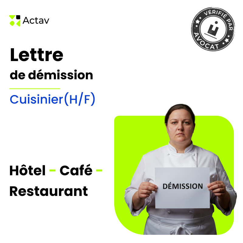 Lettre de démission - (cuisinier / cuisinière) (Café-Hôtel-Restaurant)