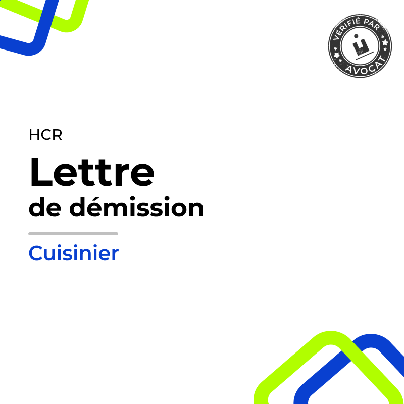 Lettre de démission - (cuisinier / cuisinière) (Café-Hôtel-Restaurant)