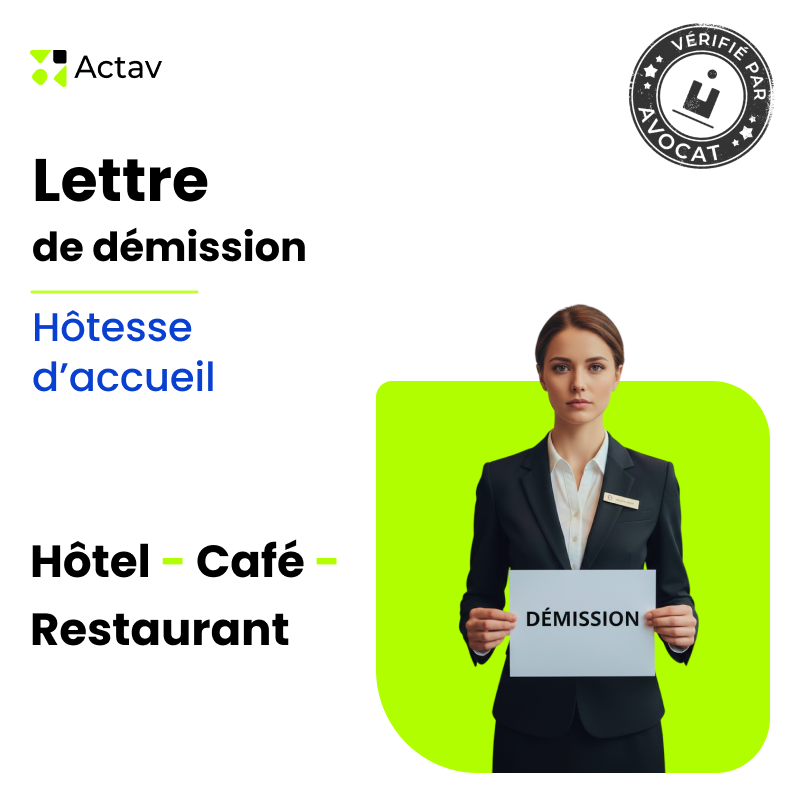 Lettre de démission pour hôte(esse) d'accueil (Café-Hôtel-Restaurant)