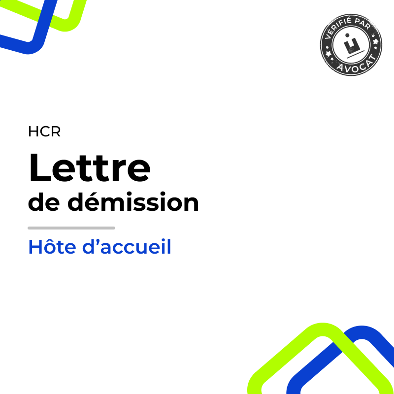Lettre de démission pour hôte(esse) d'accueil (Café-Hôtel-Restaurant)