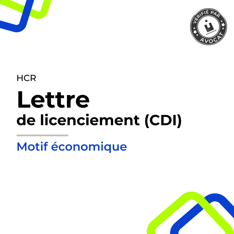 Lettre de licenciement pour motif économique (CDI) - (Café-Hôtel-Restaurant)