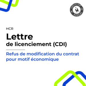 Lettre de licenciement (refus de modification du contrat pour motif économique)