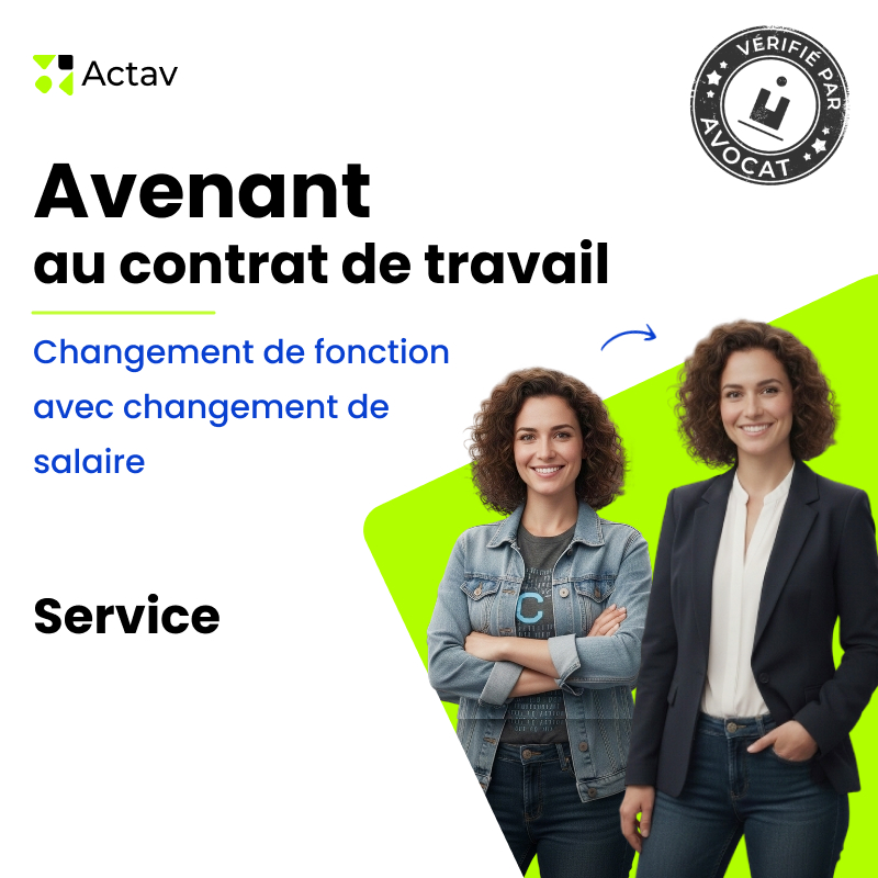 Avenant au contrat de travail - Changement de fonction avec changement de salaire - Services