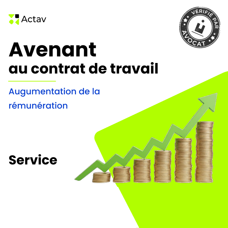Avenant au contrat de travail - Motif Augumentation de la rénumération - Services