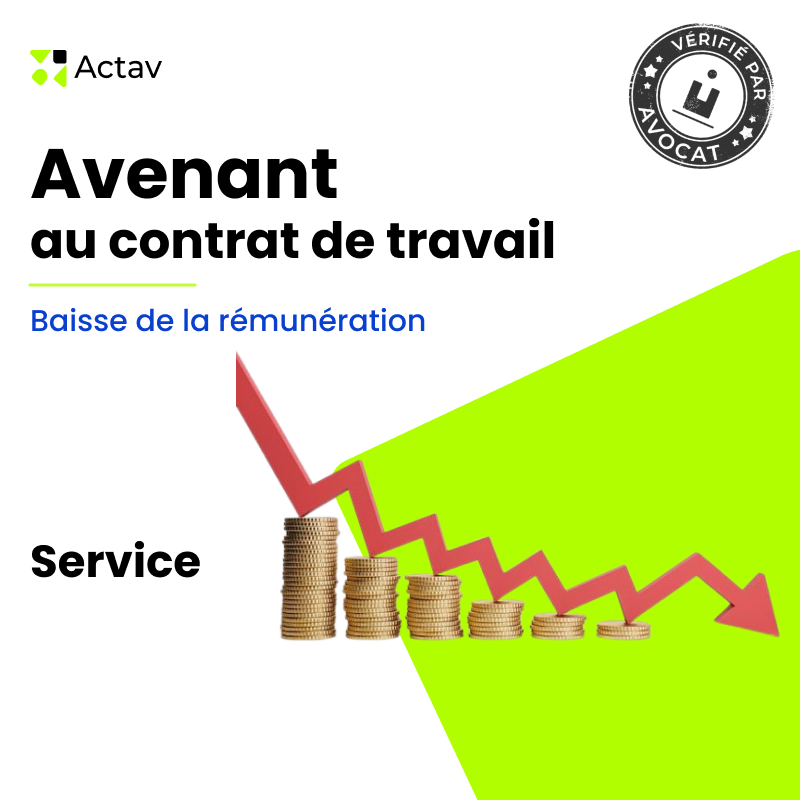 Avenant au contrat de travail - Motif Baisse de la rénumération - Services