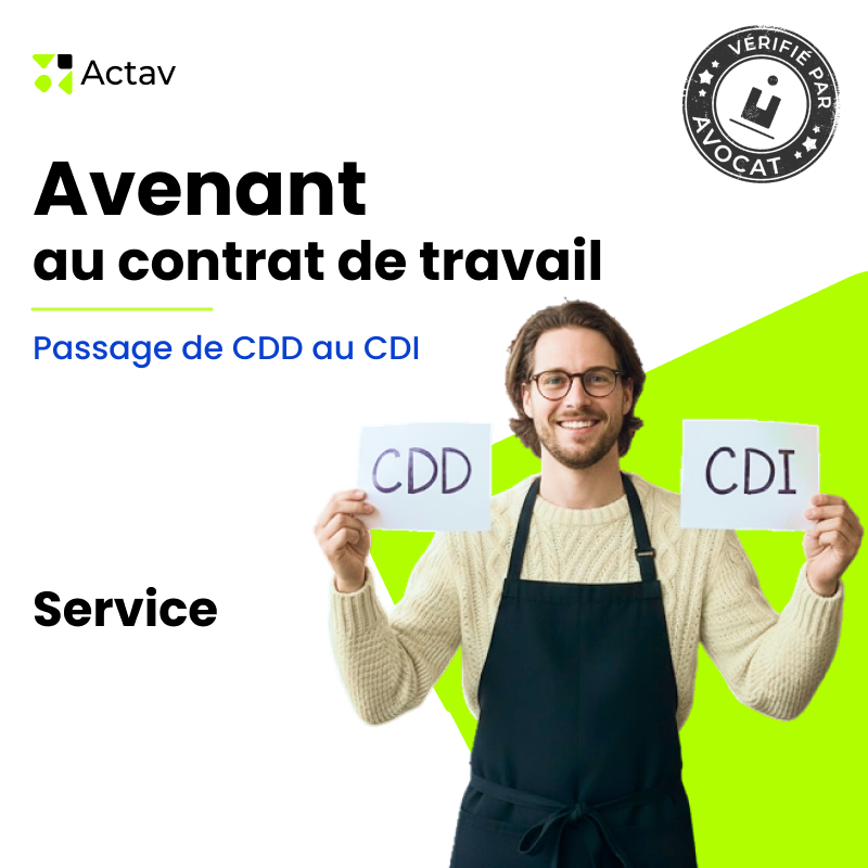 Avenant au contrat de travail - Passage de CDD au CDI - Services