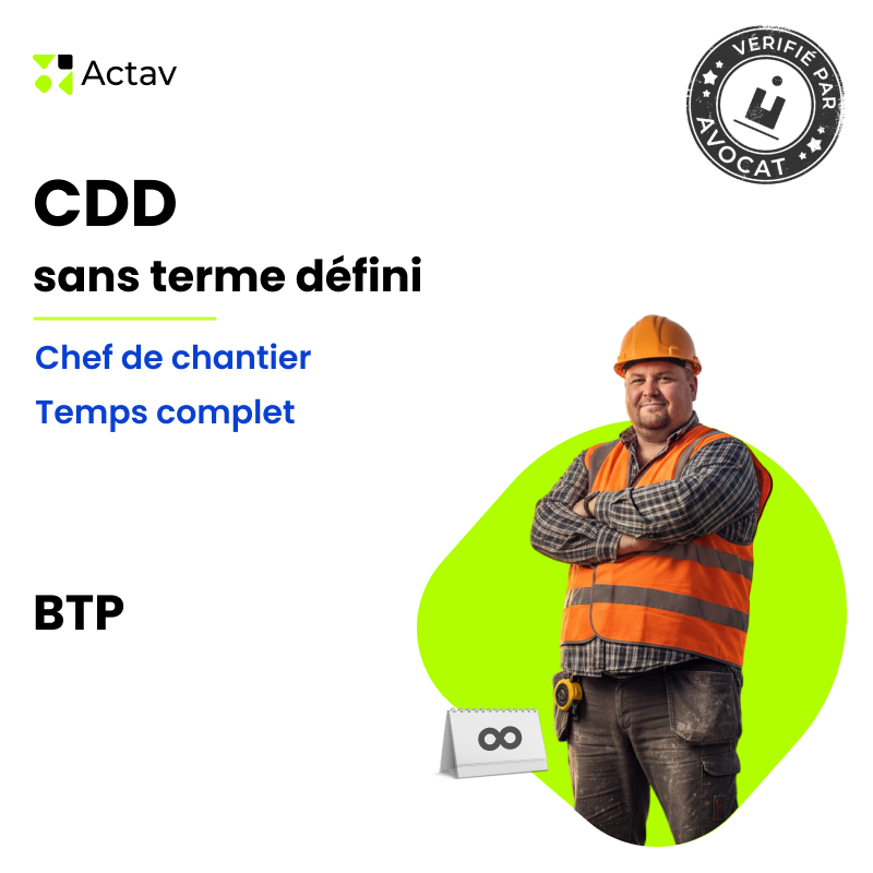 Modèle CDD sans terme défini pour chef de chantier (H/F) - Temps complet - BTP