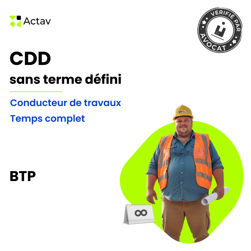 Modèle CDD sans terme défini pour conducteur de travaux (H/F) - Temps complet - BTP