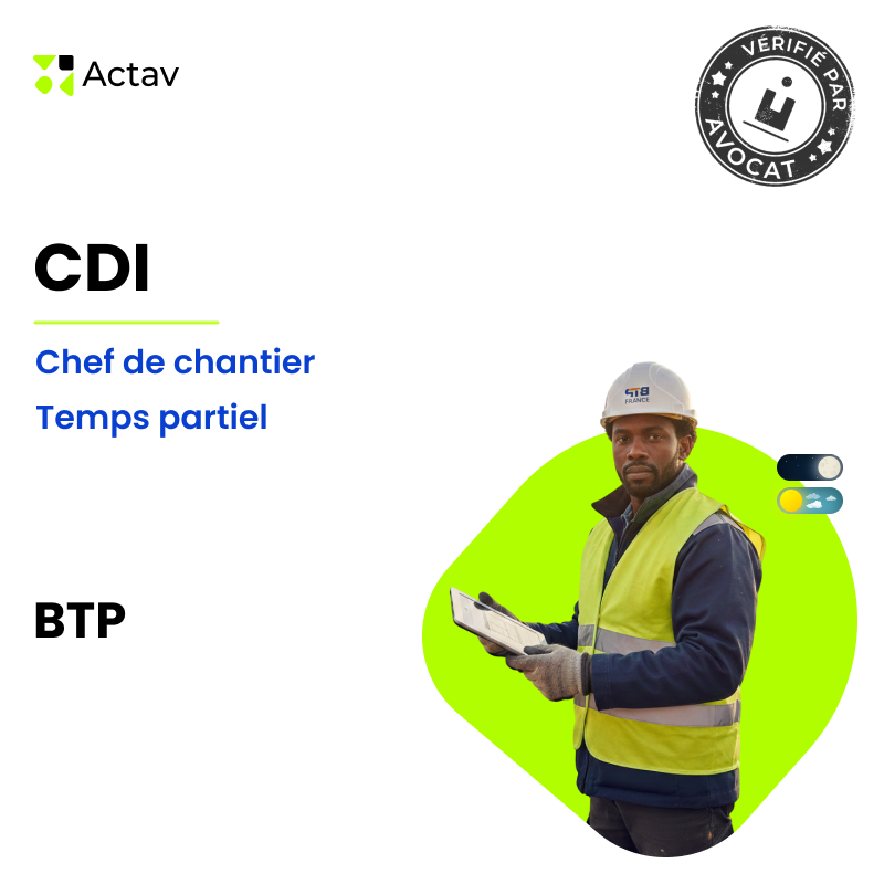 Modèle CDI temps partiel pour chef de chantier (H/F) - BTP