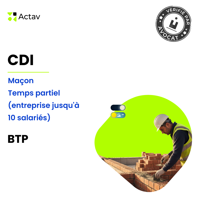 Modèle CDI temps plein pour maçon (H/F) - BTP ( entreprise jusqu'à 10 salariés)