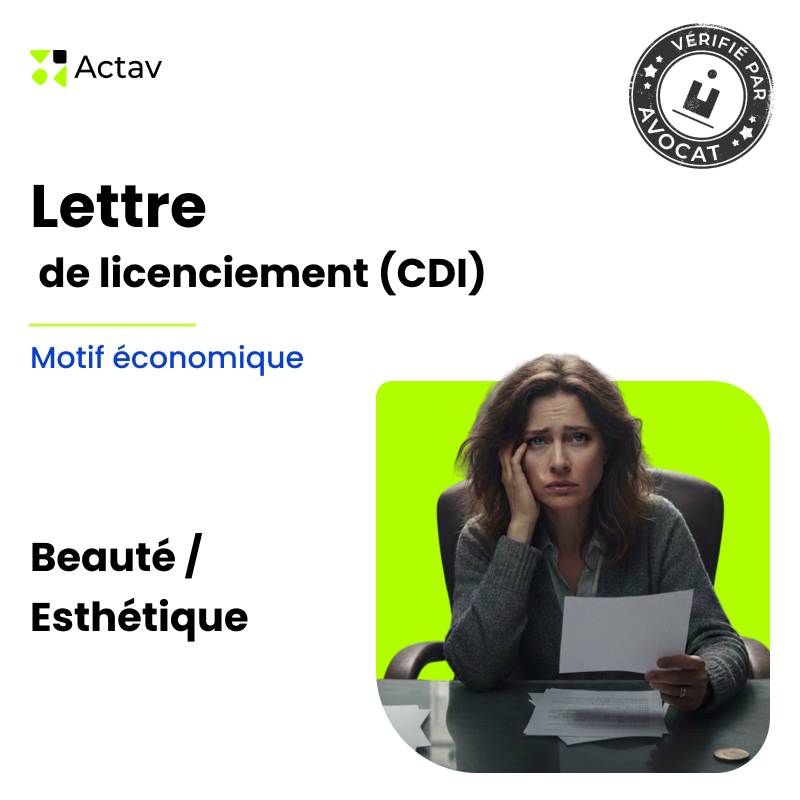 Lettre de licenciement pour motif économique (CDI) - Esthétique