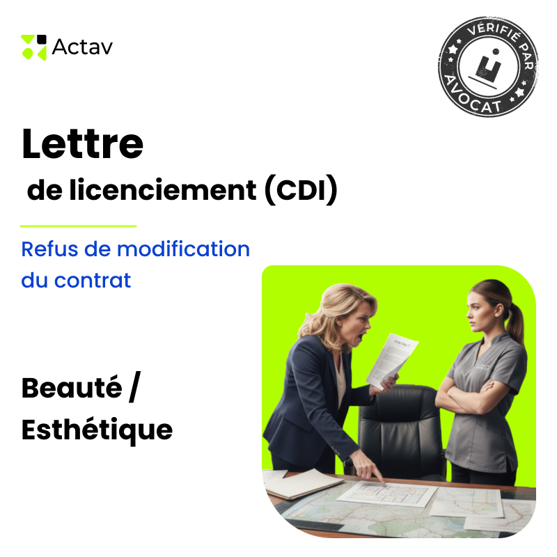 Lettre de licenciement pour motif économique - Refus de modification du contrat de travail - Esthétique