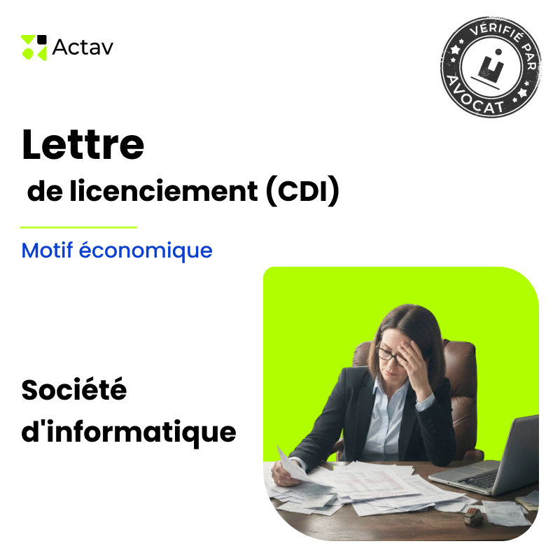 Lettre de licenciement pour motif économique (CDI) - Société d'informatique