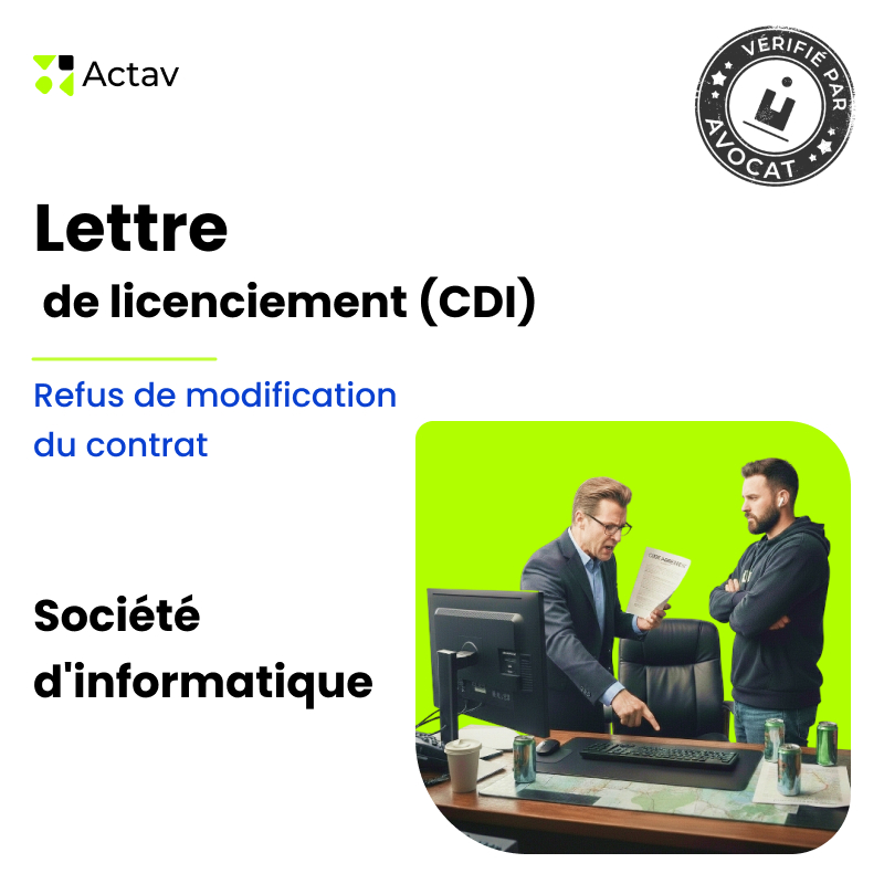 Lettre de licenciement pour motif économique - Refus de modification du contrat de travail - Société d'informatique
