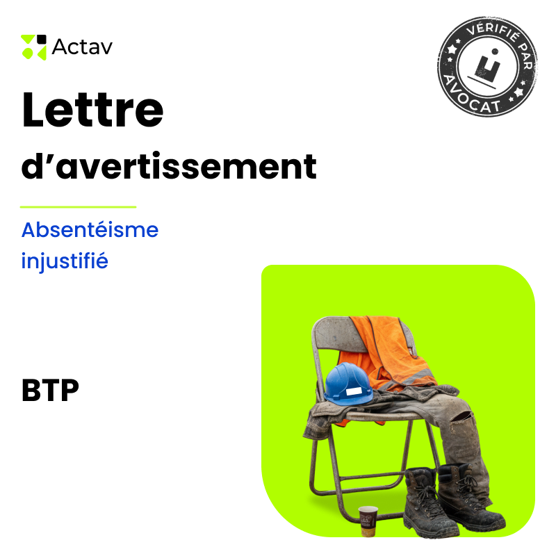 Lettre d'avertissement pour absentéisme injustifié (BTP)