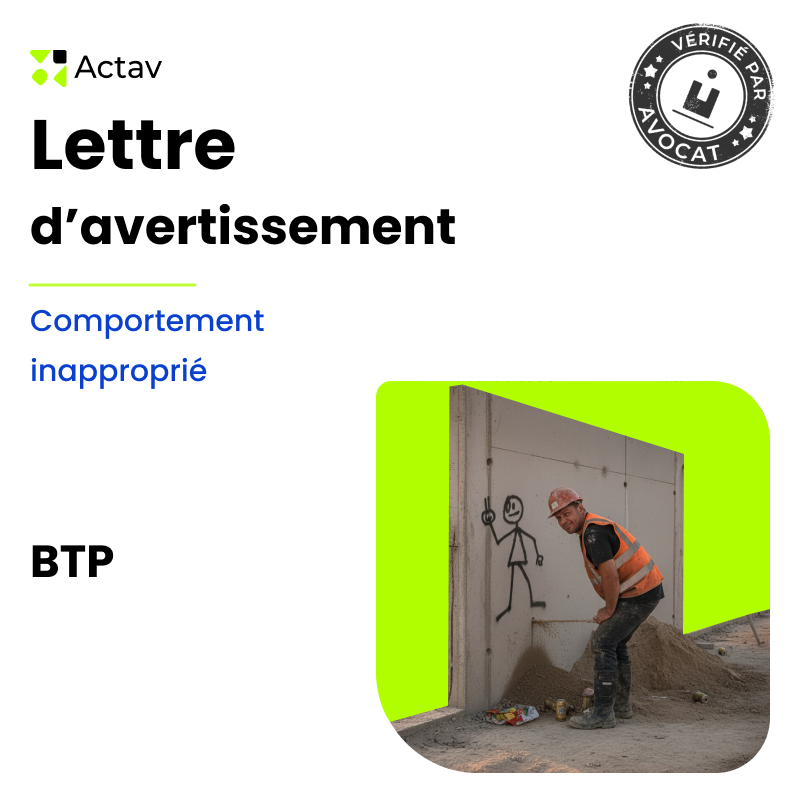 Lettre d’avertissement - Comportement inapproprié - BTP