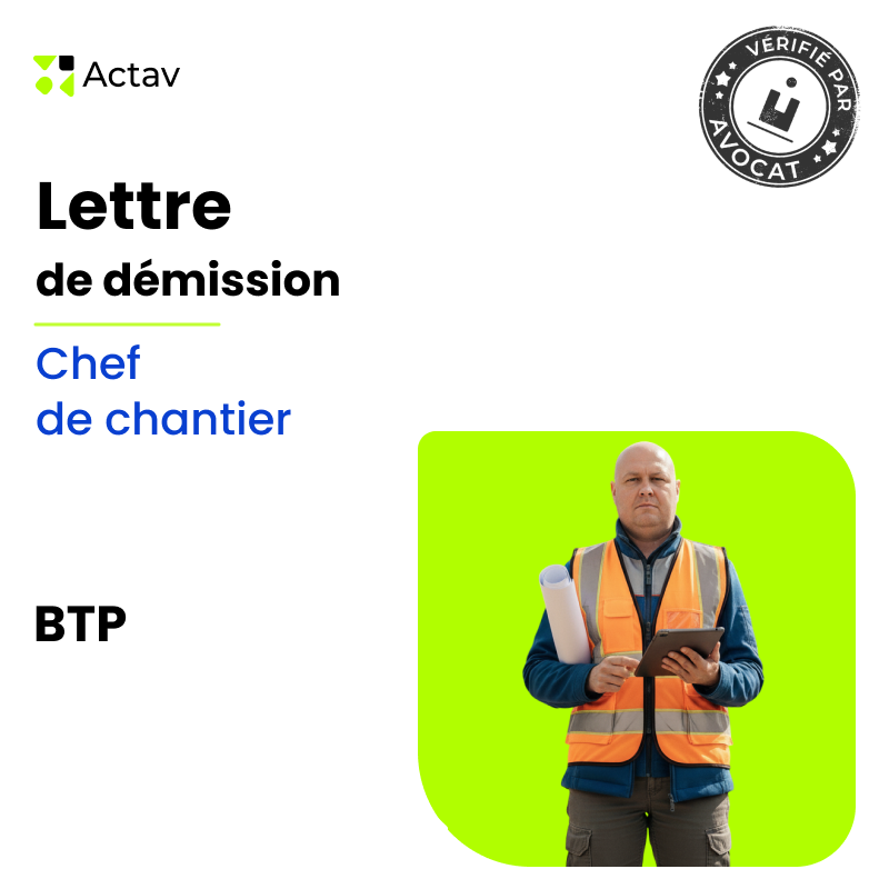 Lettre de démission - Chef de chantier