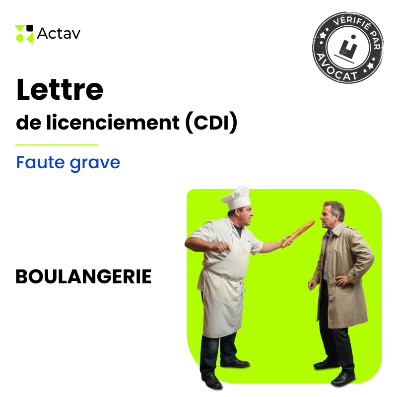 Lettre de licenciement pour faute grave (CDI) - Boulangerie
