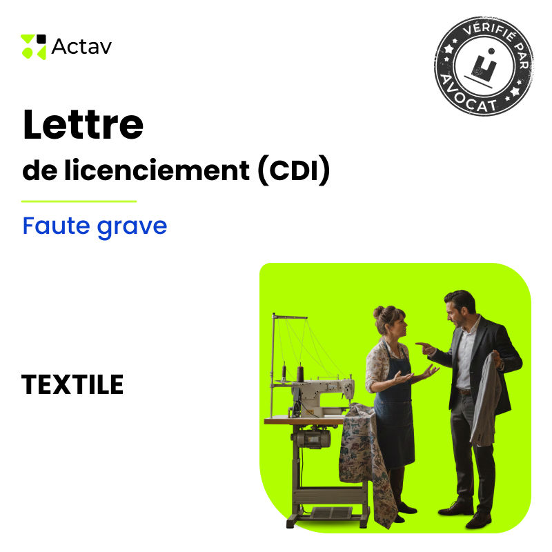Lettre de licenciement pour faute grave (CDI) - Textile