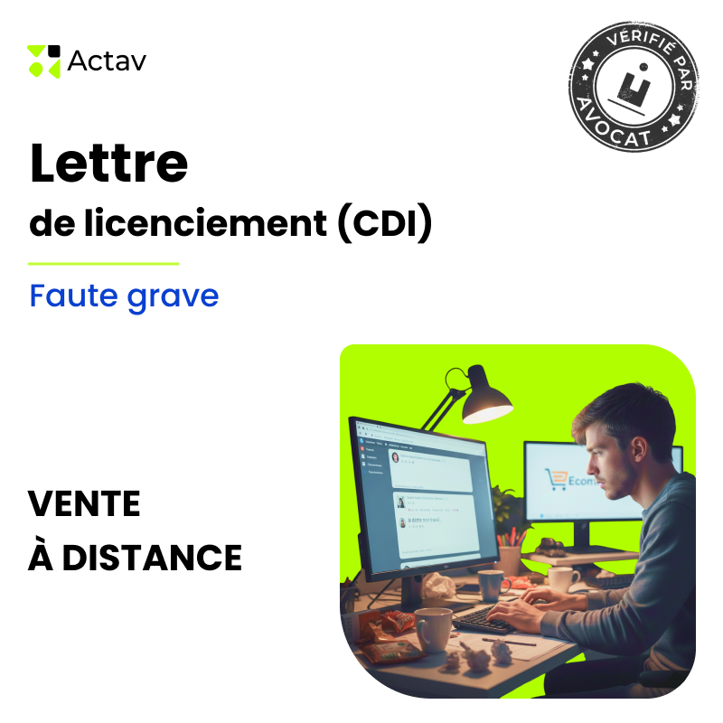 Lettre de licenciement pour faute grave (CDI) - E-commerce
