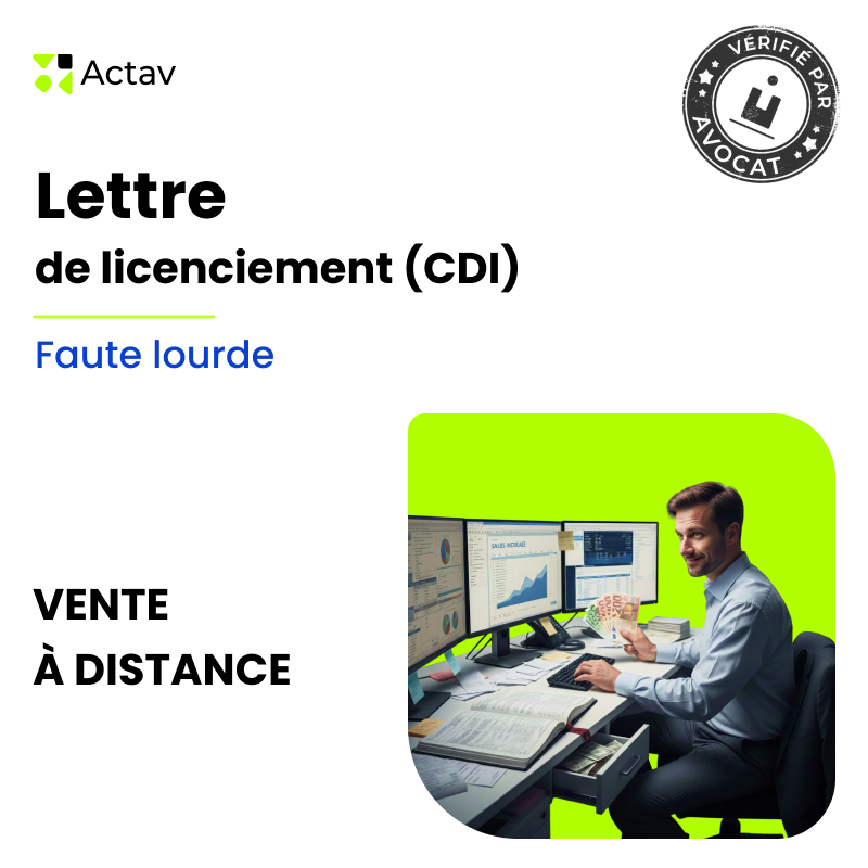 Lettre de licenciement pour faute lourde (CDI) - E-commerce