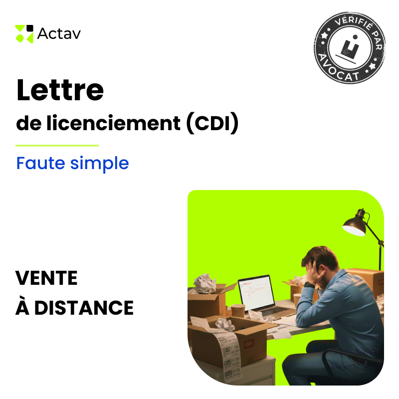 Lettre de licenciement pour faute simple (CDI) - E-commerce