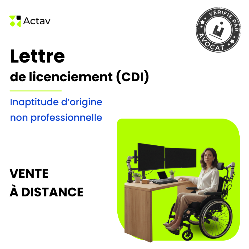 Lettre de licenciement pour inaptitude non professionnelle (CDI) - E-commerce