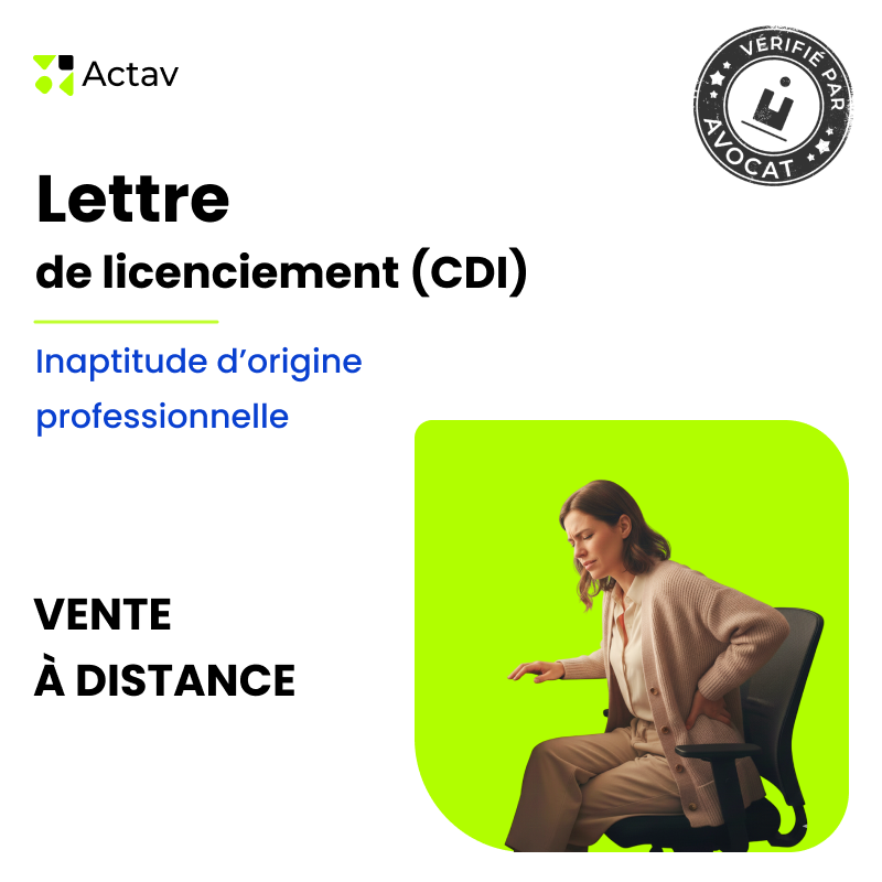 Lettre de licenciement pour inaptitude d'origine professionnelle (CDI) - E-commerce