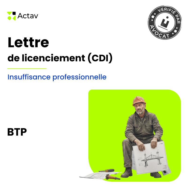 Lettre de licenciement pour insuffisance professionnelle (CDI) - BTP