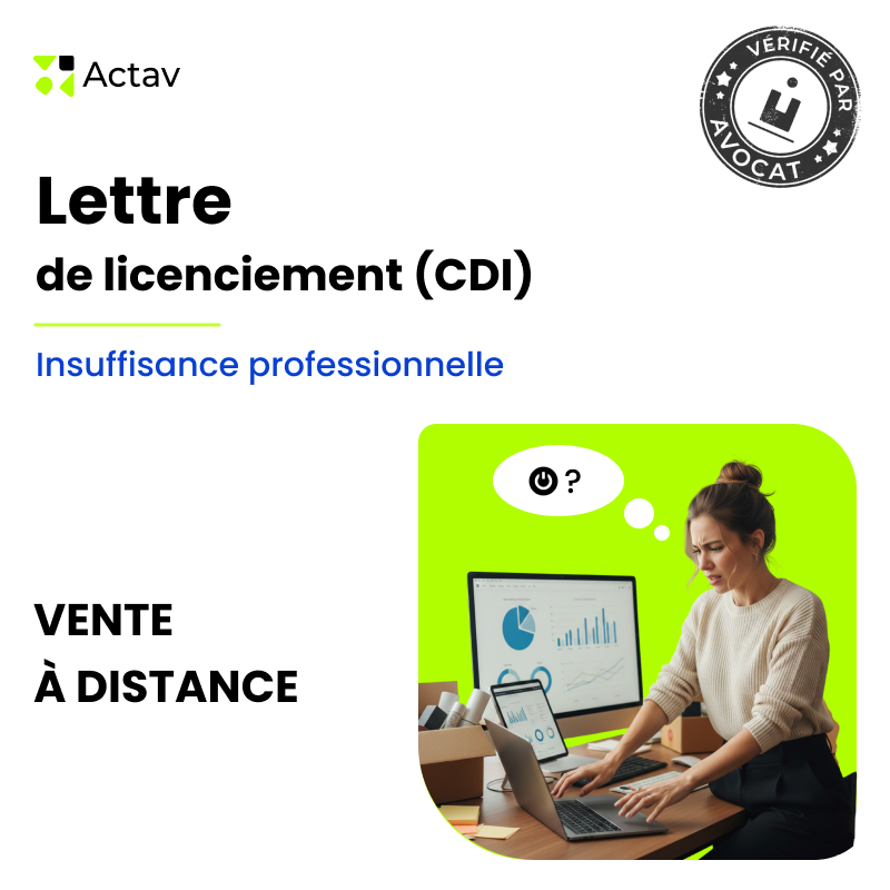 Lettre de licenciement pour insuffisance professionnelle (CDI) - E-commerce