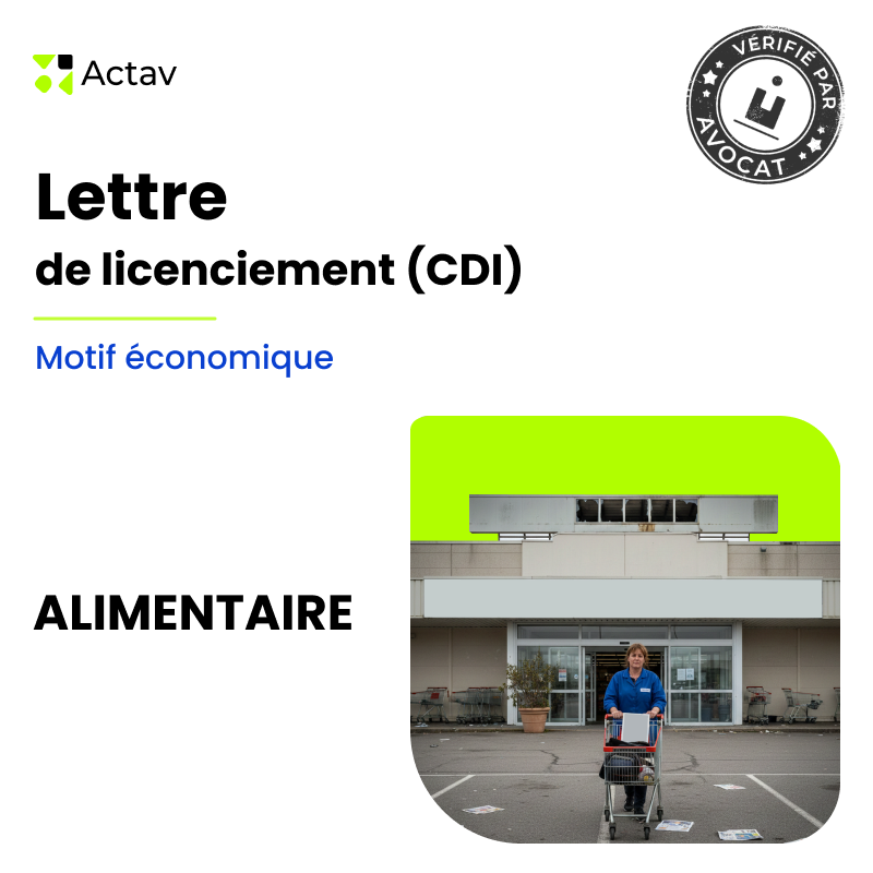 Lettre de licenciement pour motif économique (CDI) - Alimentaire