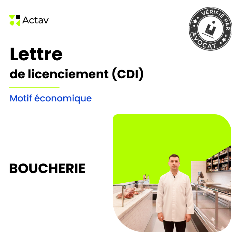 Lettre de licenciement pour motif économique (CDI) - Boucherie