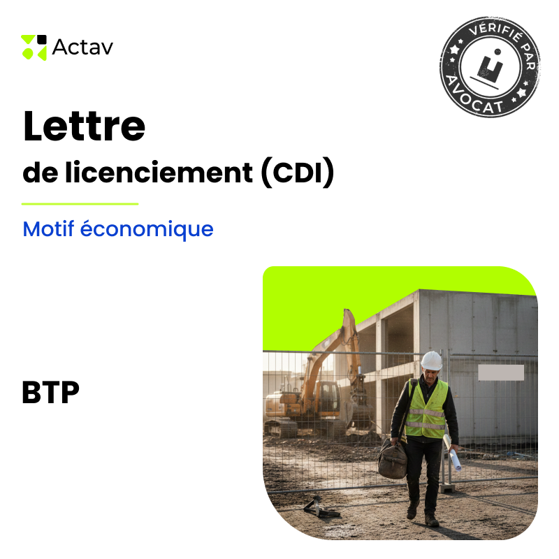 Lettre de licenciement pour motif économique (CDI) - BTP