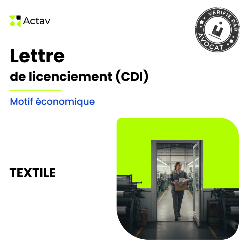 Lettre de licenciement pour motif économique (CDI) - Textile